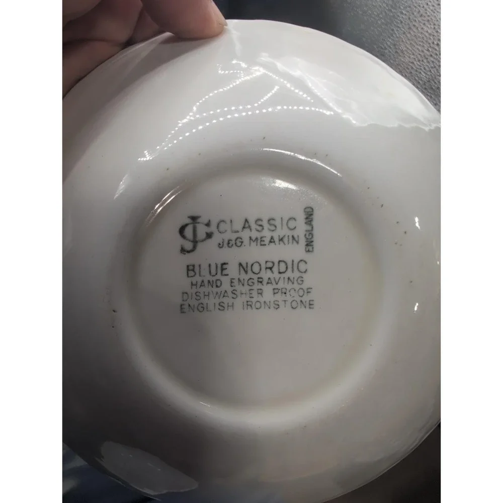 vtg. J & G Meakin Classic Bowls Blue Nordic England Set of 5 English Ironstone